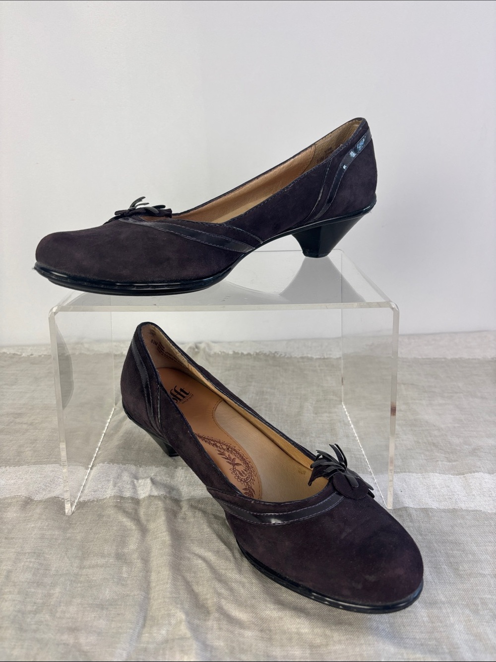 SOFFT BROWN PURPLE SUEDE LOW HEEL PUMPS